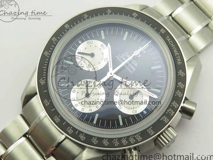 1225 ComfortFit Speedmaster SS “Speedy Tuesday” OMF Best Edition Black Dial on SS Bracelet Manual Winding Chrono Movement 7994